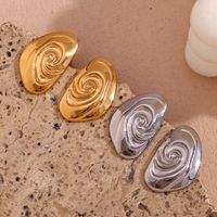 1 Pair Vintage Style Simple Style Solid Color Plating Stainless Steel 18k Gold Plated Ear Studs main image 4