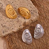 1 Pair Vintage Style Simple Style Solid Color Plating Stainless Steel 18k Gold Plated Ear Studs main image 1