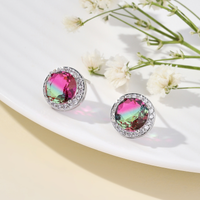 1 Pair Luxurious Sweet Shiny Round Plating Inlay Copper Zircon 18k Gold Plated Ear Studs main image 10
