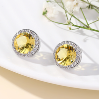 1 Pair Luxurious Sweet Shiny Round Plating Inlay Copper Zircon 18k Gold Plated Ear Studs main image 5