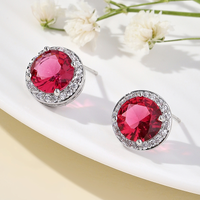 1 Pair Luxurious Sweet Shiny Round Plating Inlay Copper Zircon 18k Gold Plated Ear Studs main image 4