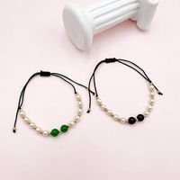Wholesale Jewelry Simple Style Color Block Artificial Pearl Rope Haematite Beaded Wristband main image 3