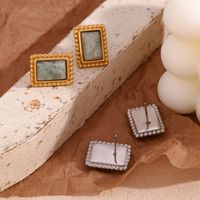 1 Pair Vintage Style Simple Style Classic Style Rectangle Plating Stainless Steel 18k Gold Plated Ear Studs main image 3