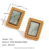1 Pair Vintage Style Simple Style Classic Style Rectangle Plating Stainless Steel 18k Gold Plated Ear Studs main image 5