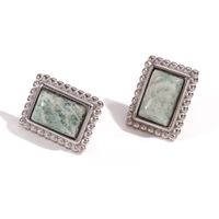 Basic Vintage Style Classic Style Geometric Stainless Steel Plating Inlay Natural Stone 18k Gold Plated Rings Earrings sku image 1