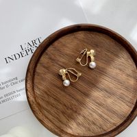 1 Pair Simple Style Korean Style Geometric Plating Inlay Alloy Artificial Rhinestones Artificial Pearls White Gold Plated Gold Plated Ear Studs sku image 3
