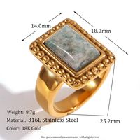 Vintage Style Simple Style Classic Style Rectangle Stainless Steel Plating Inlay Natural Stone 18k Gold Plated Rings sku image 6