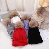 Women's Basic Simple Style Solid Color Pom Poms Eaveless Wool Cap main image 6