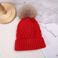 Women's Basic Simple Style Solid Color Pom Poms Eaveless Wool Cap main image 4