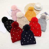 Women's Basic Sweet Simple Style Solid Color Pom Poms Pearl Eaveless Wool Cap main image 1