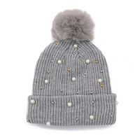 Women's Basic Sweet Simple Style Solid Color Pom Poms Pearl Eaveless Wool Cap main image 2