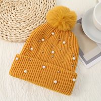 Women's Basic Sweet Simple Style Solid Color Pom Poms Pearl Eaveless Wool Cap sku image 5