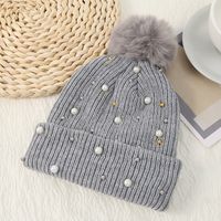 Women's Basic Sweet Simple Style Solid Color Pom Poms Pearl Eaveless Wool Cap sku image 8