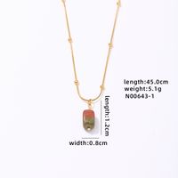 304 Stainless Steel Natural Stone K Gold Plated IG Style Simple Style Plating Inlay Four Leaf Clover Round Natural Stone Pendant Necklace sku image 1