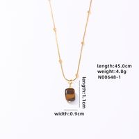 304 Stainless Steel Natural Stone K Gold Plated IG Style Simple Style Plating Inlay Four Leaf Clover Round Natural Stone Pendant Necklace sku image 4