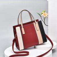 Women's Pu Leather Color Block Elegant Streetwear Bucket Zipper Handbag Bucket Bag sku image 1