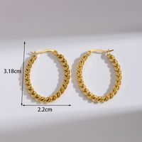 1 Pair Simple Style Bamboo Twist Dragon Plating Stainless Steel 18k Gold Plated Hoop Earrings main image 5