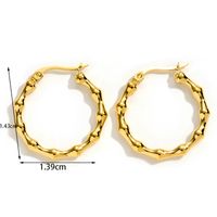 1 Pair Simple Style Bamboo Twist Dragon Plating Stainless Steel 18k Gold Plated Hoop Earrings main image 7