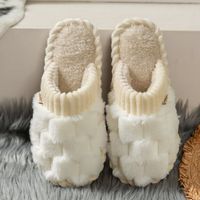 Women's Casual Solid Color Round Toe Plush Slippers sku image 1