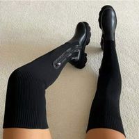 Women's Streetwear Solid Color Round Toe Over-knee Boots sku image 1