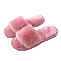 Women's Casual Elegant Solid Color Round Toe Open Toe Slides Slippers Plush Slippers main image 2