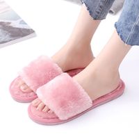Women's Casual Elegant Solid Color Round Toe Open Toe Slides Slippers Plush Slippers sku image 5