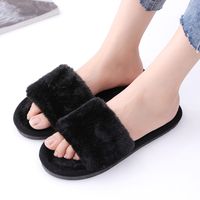 Women's Casual Elegant Solid Color Round Toe Open Toe Slides Slippers Plush Slippers sku image 8