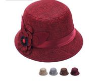 Mujeres Casual Elegante Retro Flor Aleros Anchos Sombrero De Fieltro main image 1