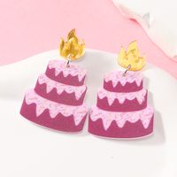 1 Pair Casual Elegant Vacation Letter Cake Arylic Drop Earrings main image 5