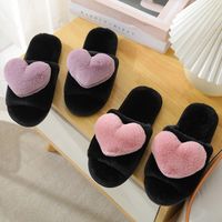 Women's Casual Heart Shape Round Toe Open Toe Slides Slippers Plush Slippers main image 5