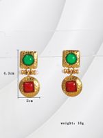 1 Pair Retro Round Plating Inlay Alloy Resin 18k Gold Plated Drop Earrings main image 3