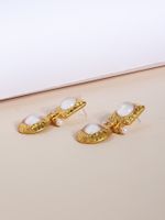 1 Pair Retro Round Plating Inlay Alloy Resin 18k Gold Plated Drop Earrings main image 7