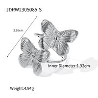Elegant Retro Butterfly Stainless Steel Plating 18k Gold Plated Open Rings sku image 1