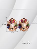 1 Pair Glam Lady Shiny Flower Plating Inlay Imitation Pearl Alloy Gem Rhinestones Pearl 18k Gold Plated Ear Studs main image 5
