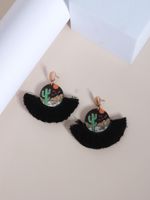 1 Pair Vintage Style Streetwear Geometric Tassel Plating Alloy Wood Cotton 14k Gold Plated 18k Gold Plated Drop Earrings main image 3