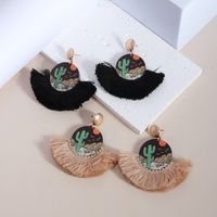 1 Pair Vintage Style Streetwear Geometric Tassel Plating Alloy Wood Cotton 14k Gold Plated 18k Gold Plated Drop Earrings main image 1