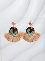 1 Pair Vintage Style Streetwear Geometric Tassel Plating Alloy Wood Cotton 14k Gold Plated 18k Gold Plated Drop Earrings main image 5