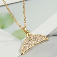 Sweet Simple Style Heart Shape Butterfly Fish Tail Copper Plating Inlay Zircon Pendant Necklace sku image 7