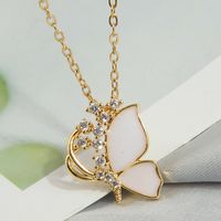 Sweet Simple Style Heart Shape Butterfly Fish Tail Copper Plating Inlay Zircon Pendant Necklace sku image 3