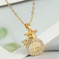 Sweet Simple Style Heart Shape Butterfly Fish Tail Copper Plating Inlay Zircon Pendant Necklace sku image 5