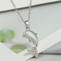 Sweet Simple Style Heart Shape Butterfly Fish Tail Copper Plating Inlay Zircon Pendant Necklace sku image 10