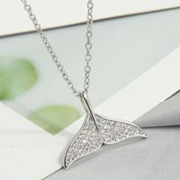Sweet Simple Style Heart Shape Butterfly Fish Tail Copper Plating Inlay Zircon Pendant Necklace sku image 8