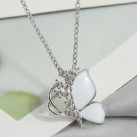 Sweet Simple Style Heart Shape Butterfly Fish Tail Copper Plating Inlay Zircon Pendant Necklace sku image 4