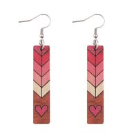 1 Pair Retro Heart Shape Arrow Wood Drop Earrings main image 2