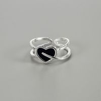 Casual Streetwear Korean Style Heart Shape Sterling Silver Epoxy Open Rings main image 6