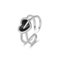 Casual Streetwear Korean Style Heart Shape Sterling Silver Epoxy Open Rings main image 2