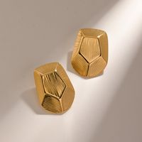 1 Pair Retro Geometric Plating 304 Stainless Steel 18K Gold Plated Ear Studs main image 4