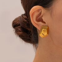 1 Pair Retro Geometric Plating 304 Stainless Steel 18K Gold Plated Ear Studs main image 1