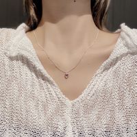 Basic Moderner Stil Herzform Sterling Silber Inlay Künstliche Edelsteine Halskette Mit Anhänger main image 1