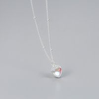 Basic Modern Style Heart Shape Sterling Silver Inlay Artificial Gemstones Pendant Necklace main image 3